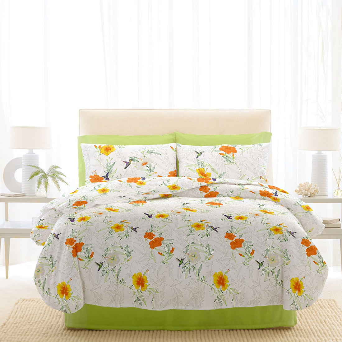 Lenjerie pat Renforce RIU Rosemallow-02 Lime