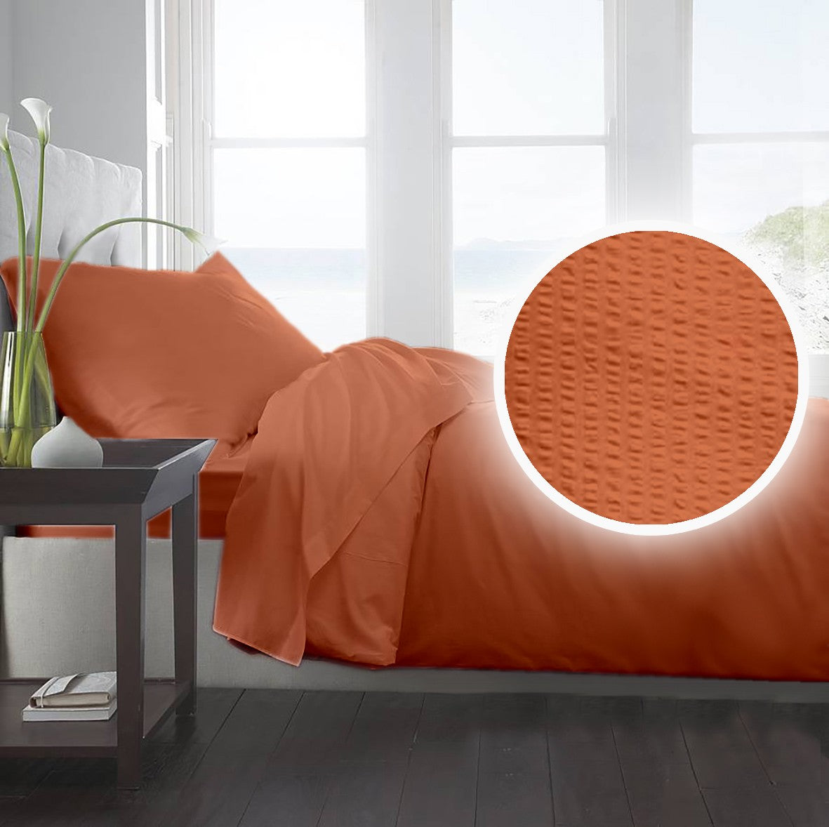 Lenjerie pat Crepe uni Pumpkin