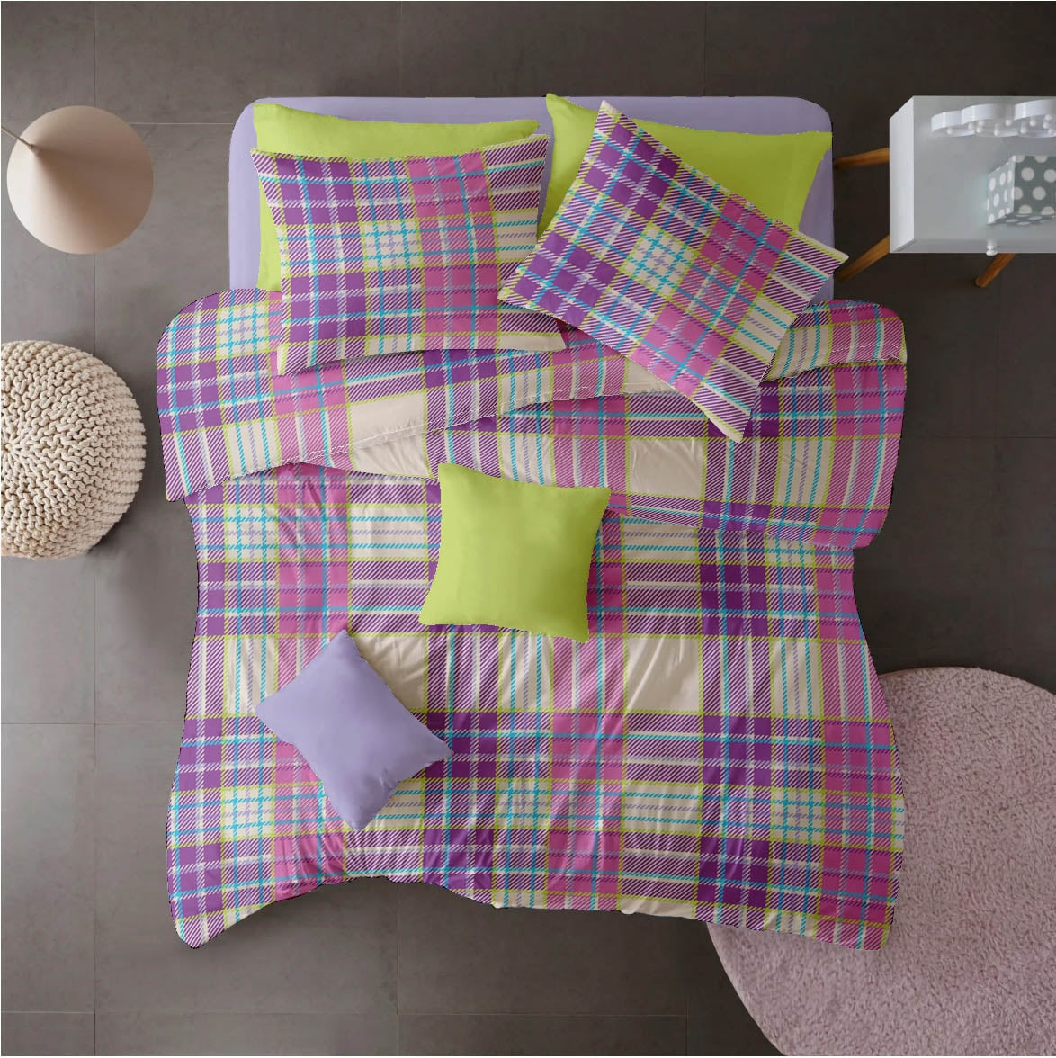 Lenjerie pat Renforce 100% bumbac, desen PLAID V2, cod RIU