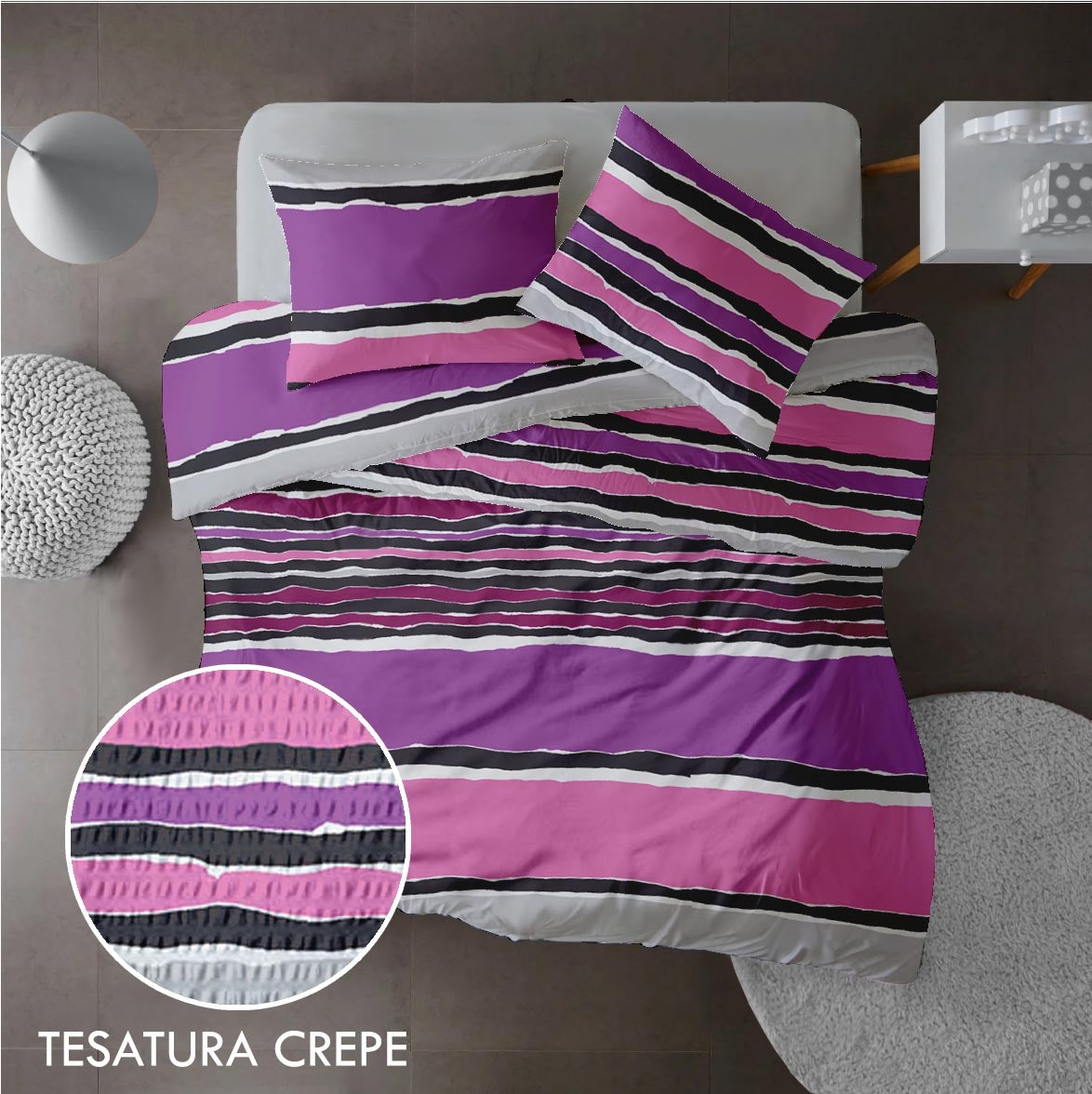 Lenjerie pat 100% bumbac Creponat, desen VIBE V3