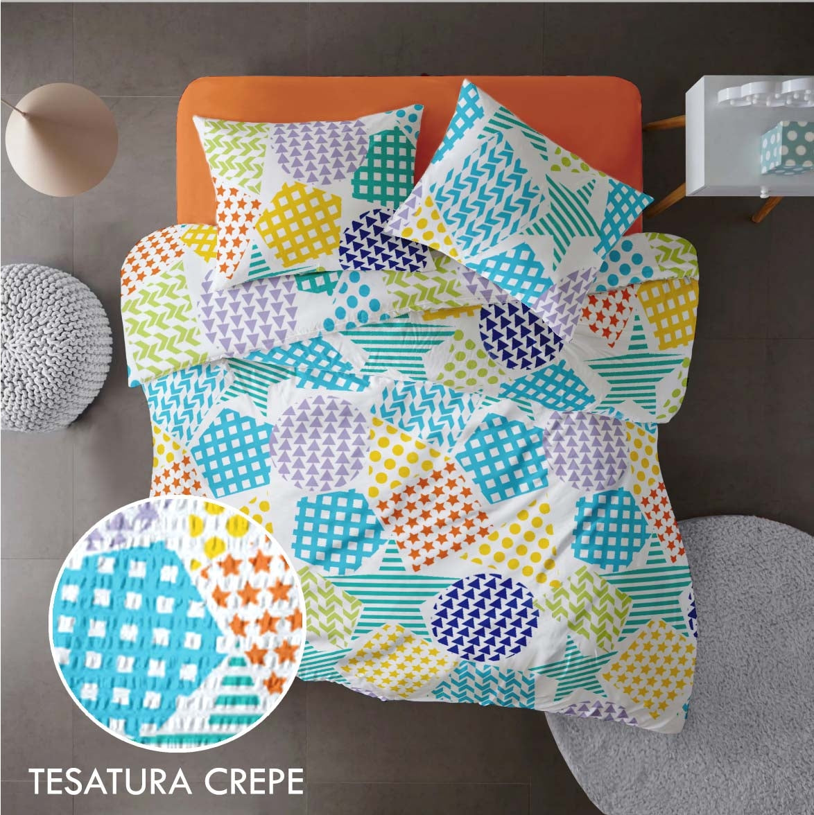 Lenjerie pat 100% bumbac Creponat, desen PLAYGROUND V2