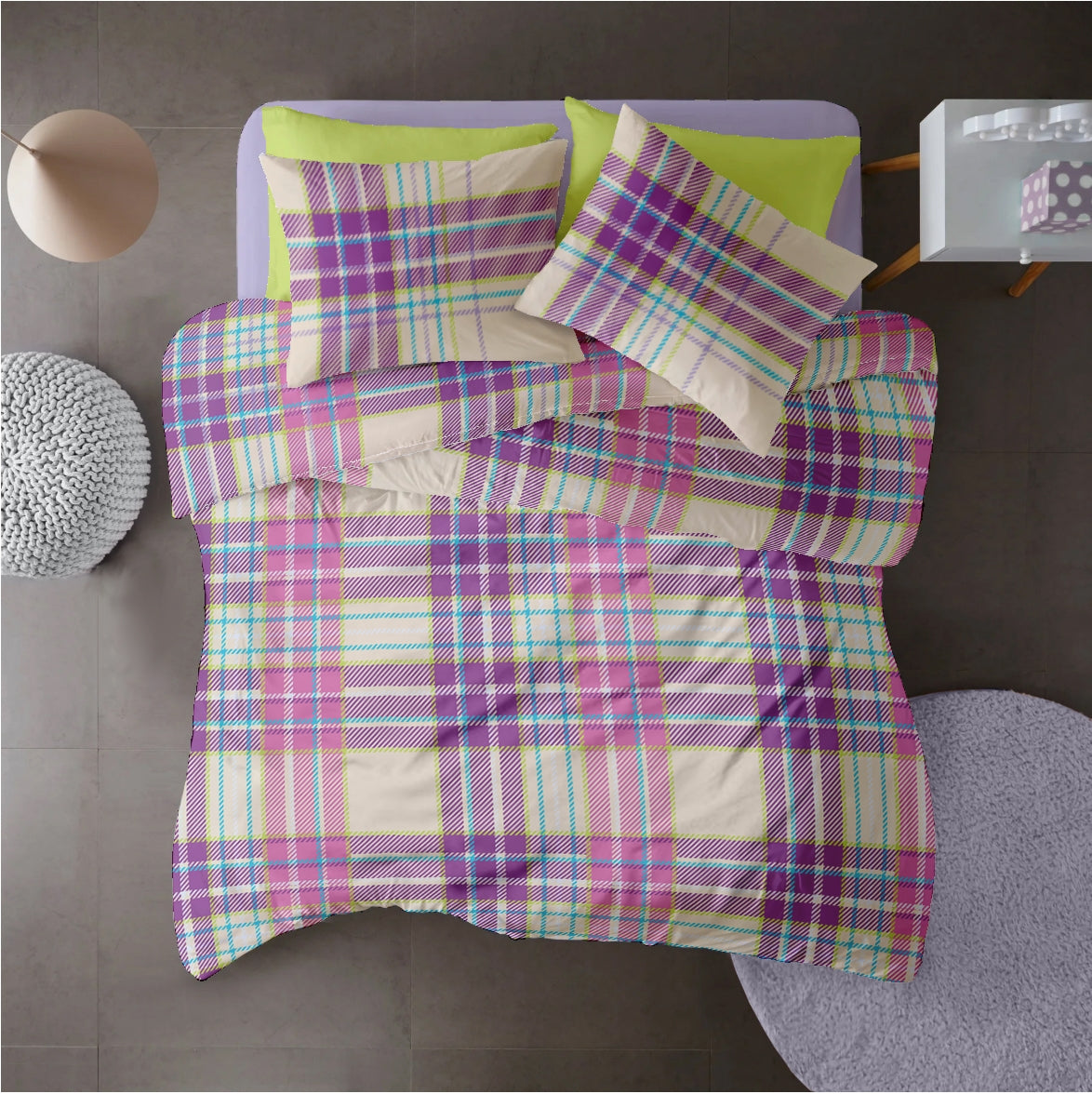 Lenjerie pat Renforce 100% bumbac, desen PLAID V2