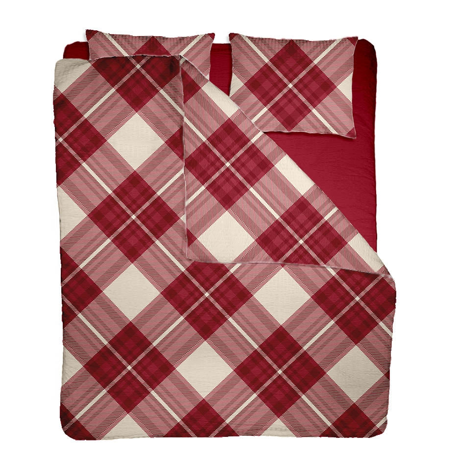 Lenjerie pat 100% bumbac Creponat, desen SCOTTISH V4