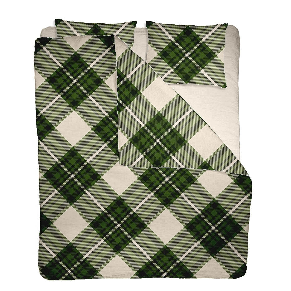 Lenjerie pat 100% bumbac Creponat, desen SCOTTISH V7