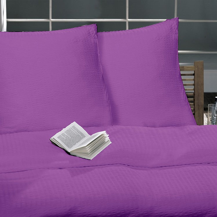 Lenjerie pat 100% bumbac Creponat, uni color Iris Orchid